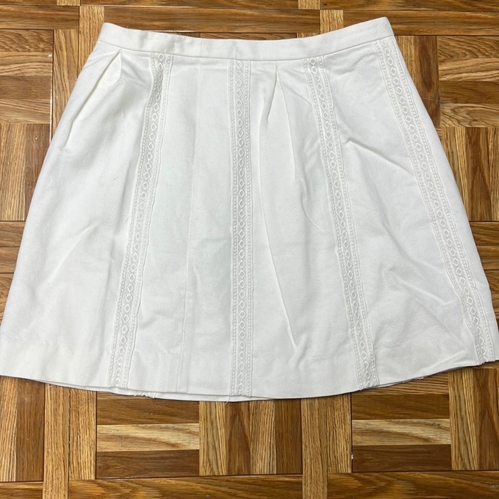 J.Crew white lace detail flare skirt
